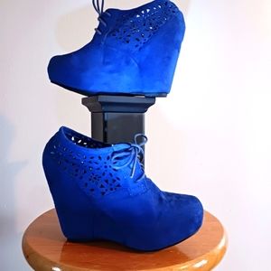 Blue Suede Wedges